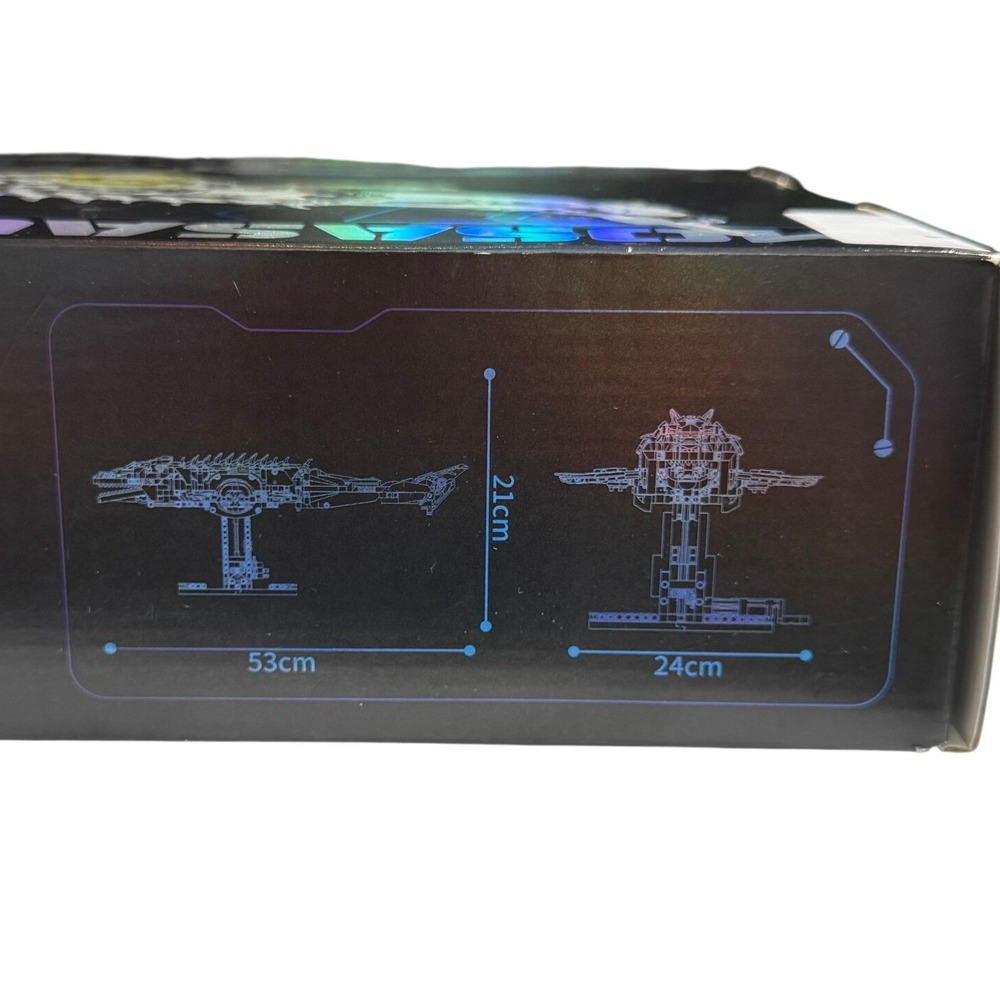 MJ Mosasaurus Mechanical Building Blocks Set 13100 Silver NEW 1413pcs Light Up - Picture 5 of 5